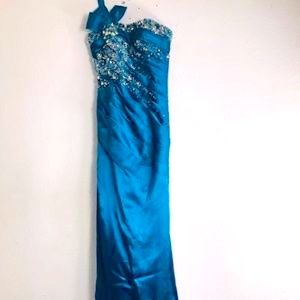Maggie Soterro Prom Dress Medi Blue One Shoulder Prom Party NWOT FINAL P…